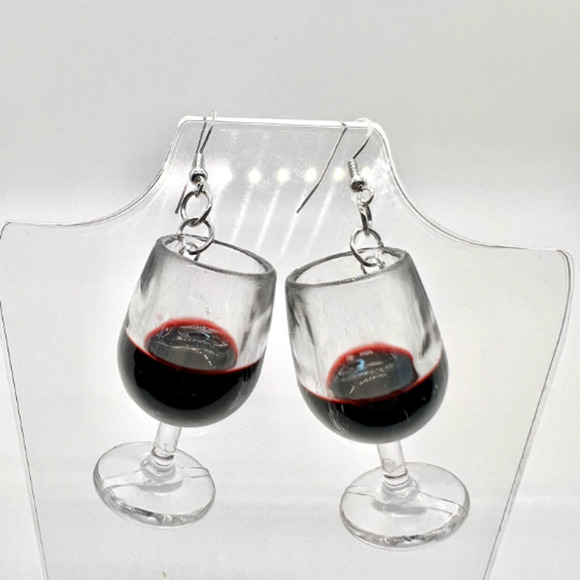 Wine Glass Earrings - New Years Eve Earrings - Wine Earrings - Picture 1 of 9